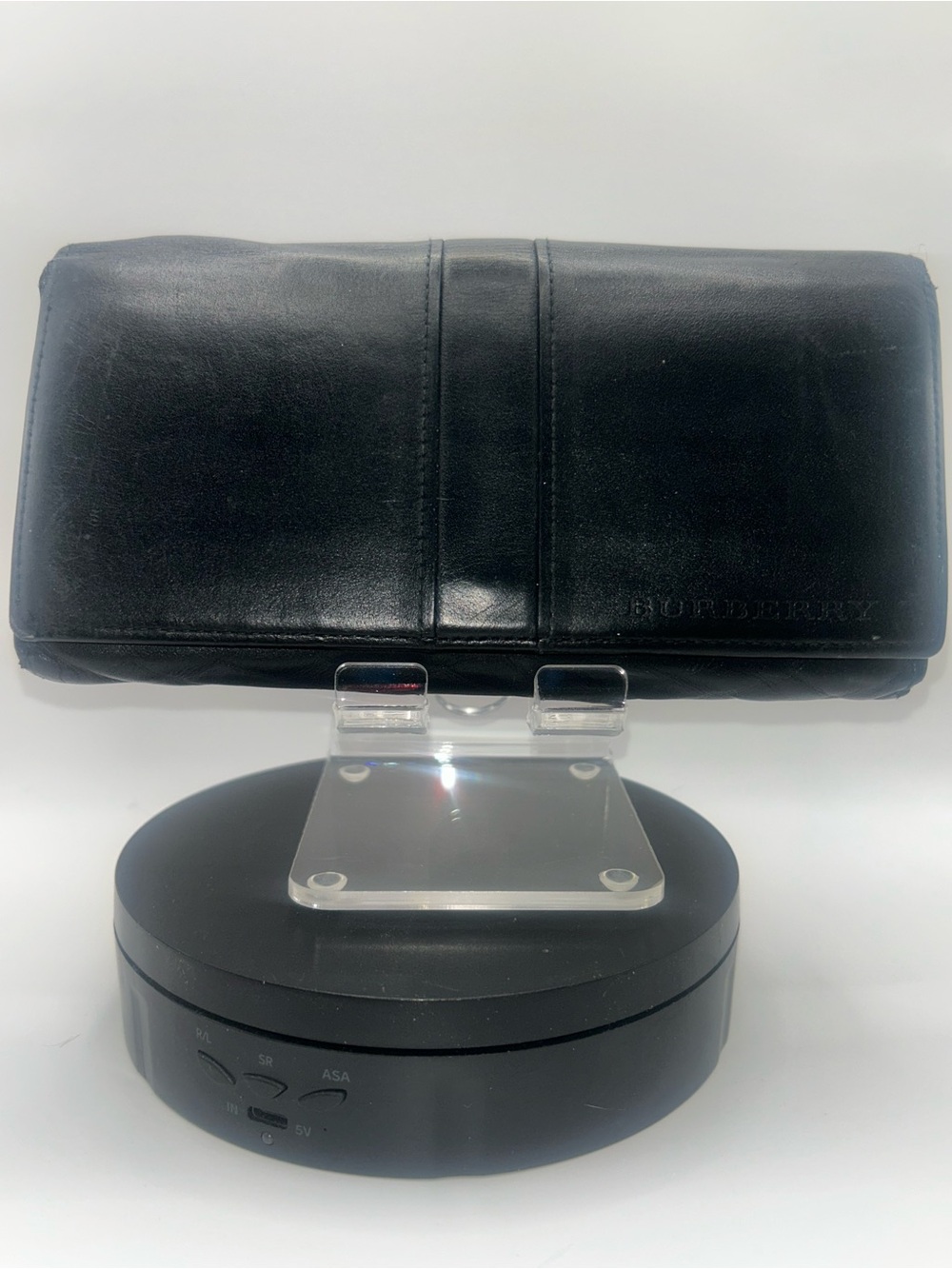 Burberry Black Leather Vintage Nova Check Continental Long Wallet